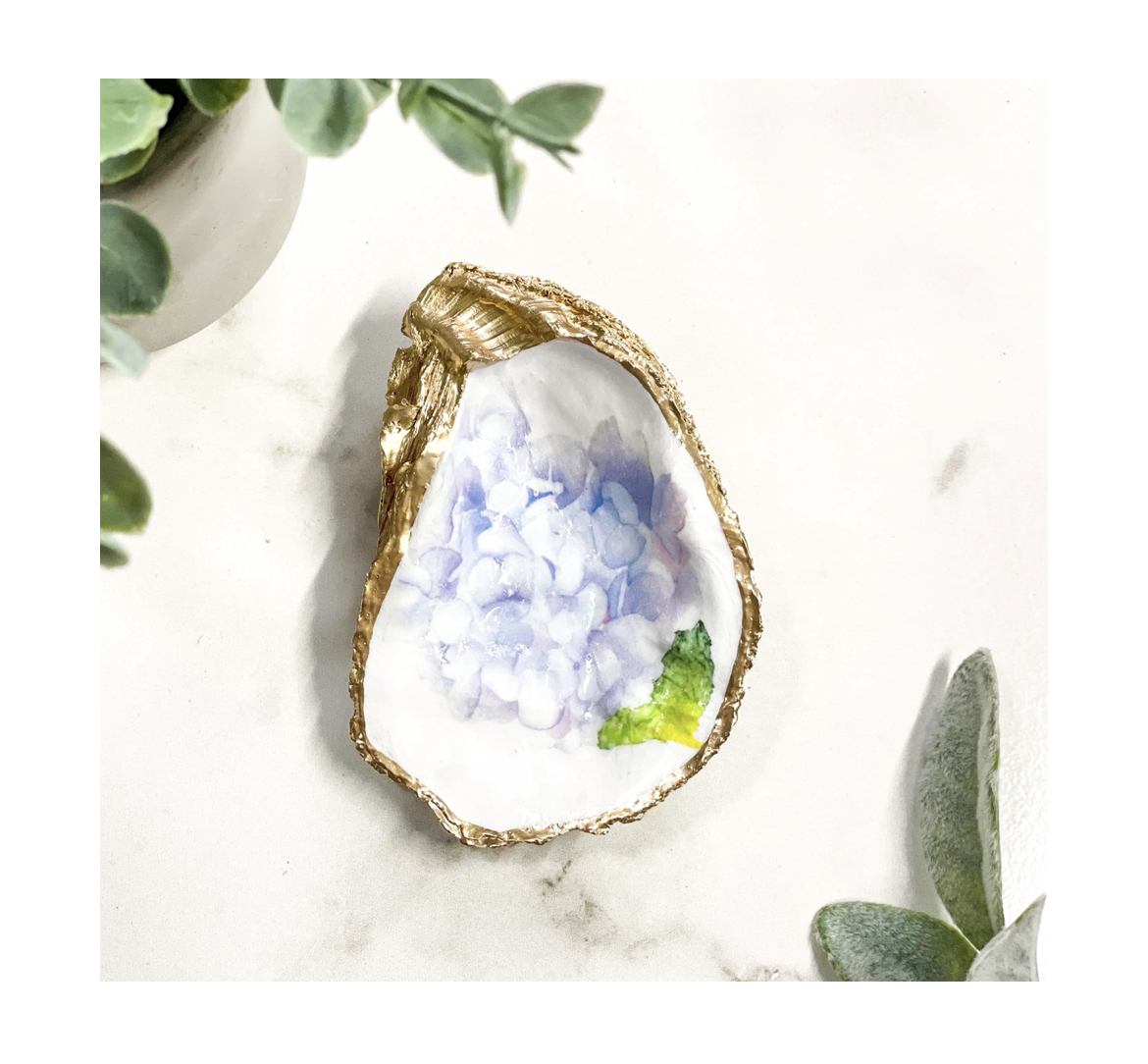 Nantucket_Blue_Hydrangea_Oyster_Alison_Brooke Alison Brooke Designs NANTUCKET BLUE HYDRANGEA OYSTER TRINKET DISH Austern-Schmuckschale