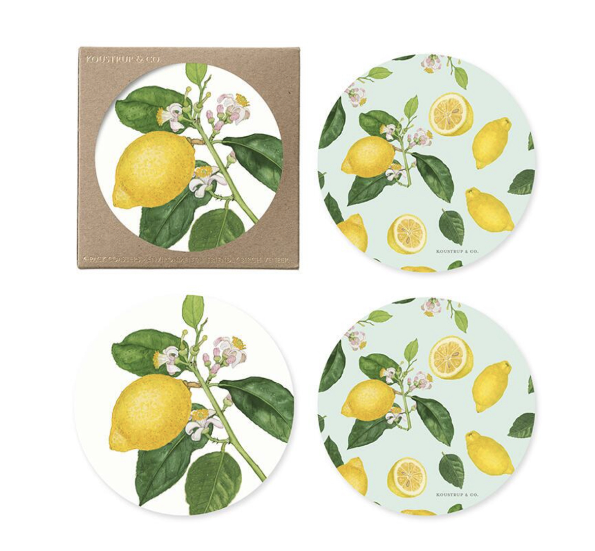 Lemons_Coasters_Untersetzer_KoustrupCo Koustrup & Co LEMONS COASTERS Untersetzer, rund Ø 9 cm, 4er Set
