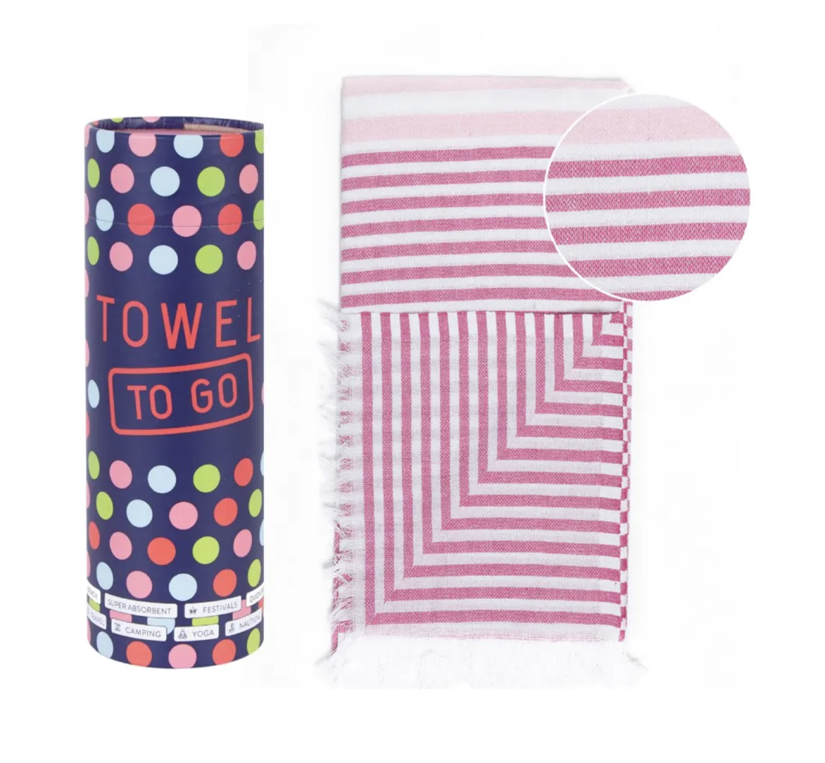 Bali_Tuch_Fuchsia_Towel_To_Go2 Towel To Go BALI BEACH TOWEL PINK, Strandtuch in Geschenkbox