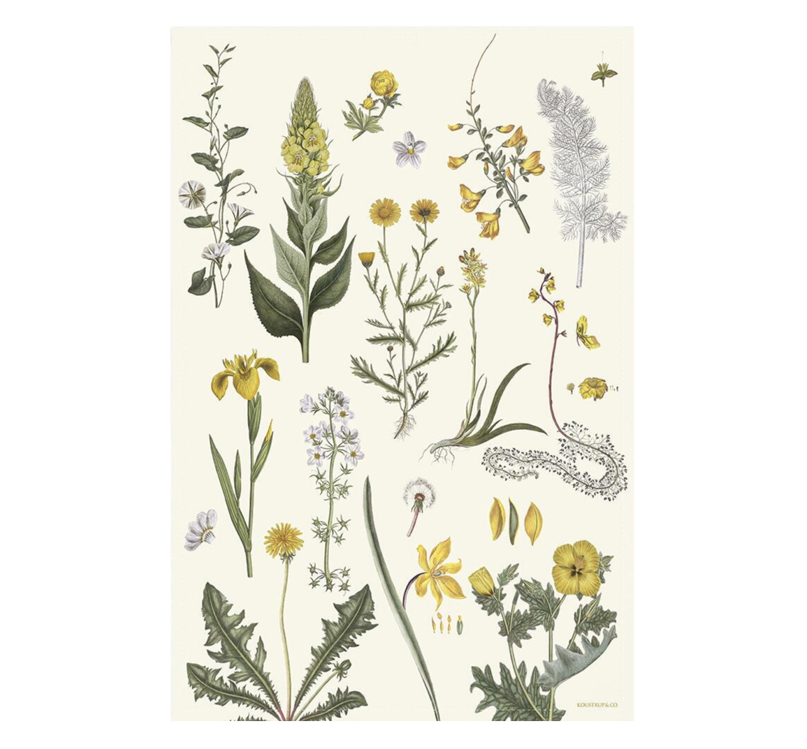 Koustrup & Co FLORA DANICA YELLOW KITCHEN TOWEL Geschirrtuch, Bio-Baumwolle