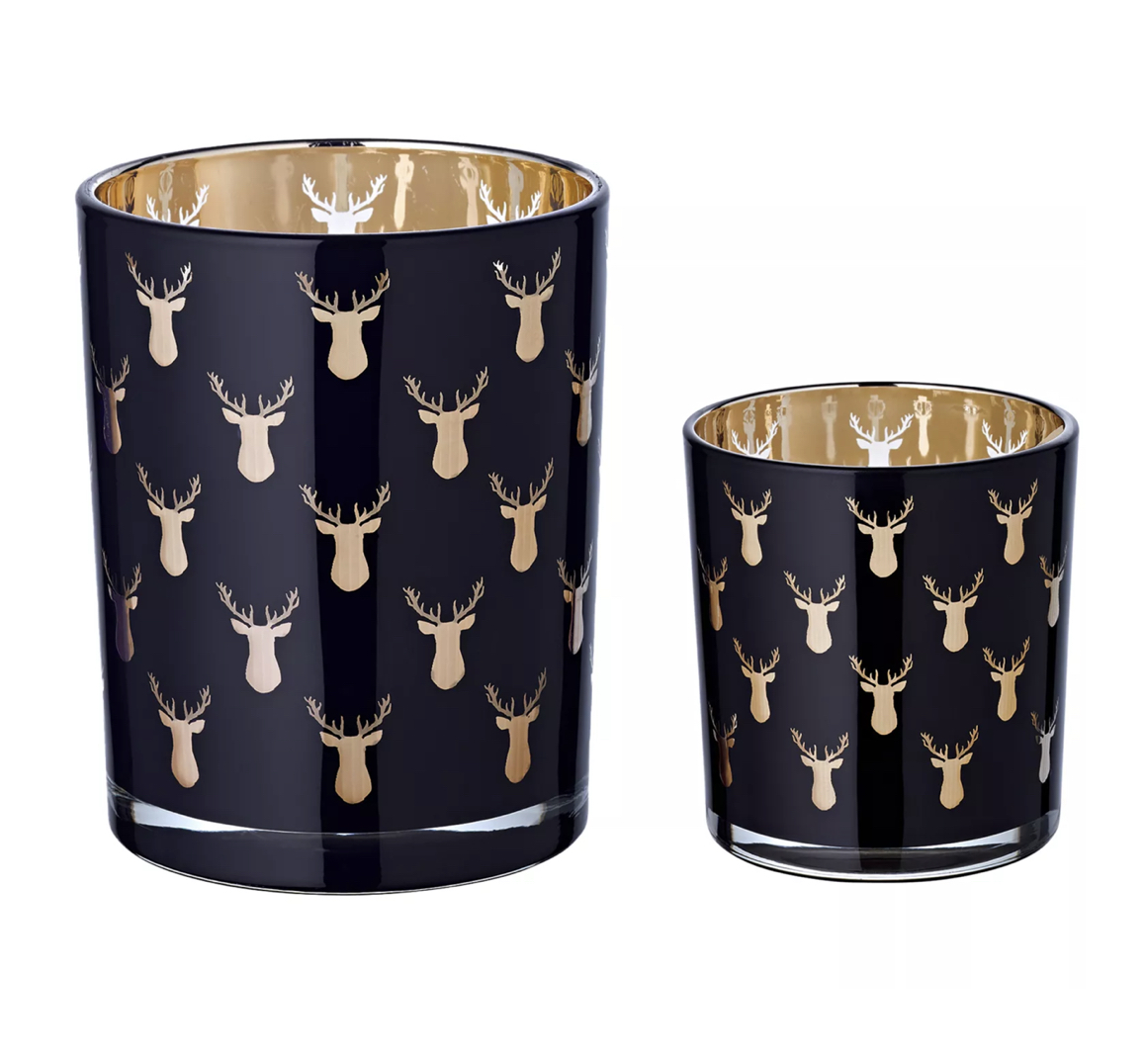 Rosy_Windlicht_2er-Set_7_10_cm_Edzard Edzard ROSY WIND LIGHTS, Windlichter/Teelichtgläser, 2er Set (H 8 cm / 13 cm)