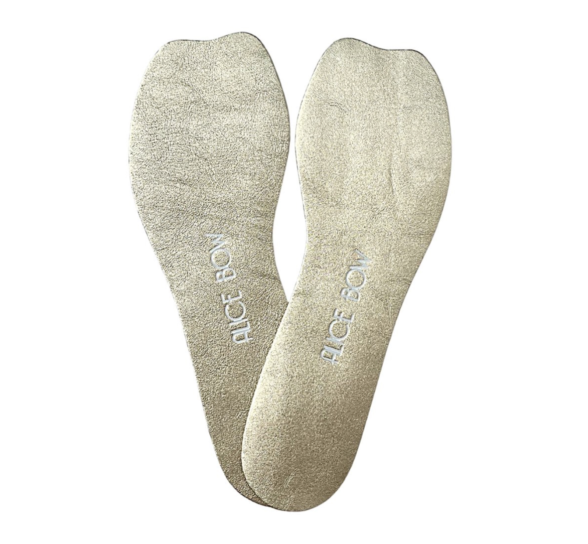 Alice Bow INSOLES for HIGH HEELS & FLATS Leder-Einlegesohlen Limited Edition Metallic Gold Leaf