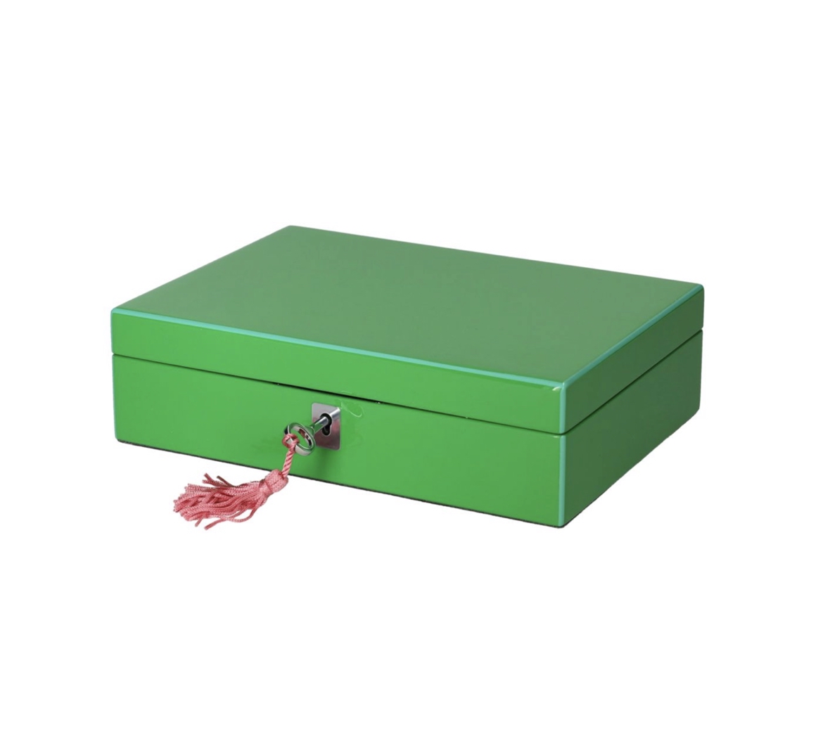 Gift Company TANG GREEN JEWELLERY BOX Schmuckkasten mit Schloss (Gr. S, grün)