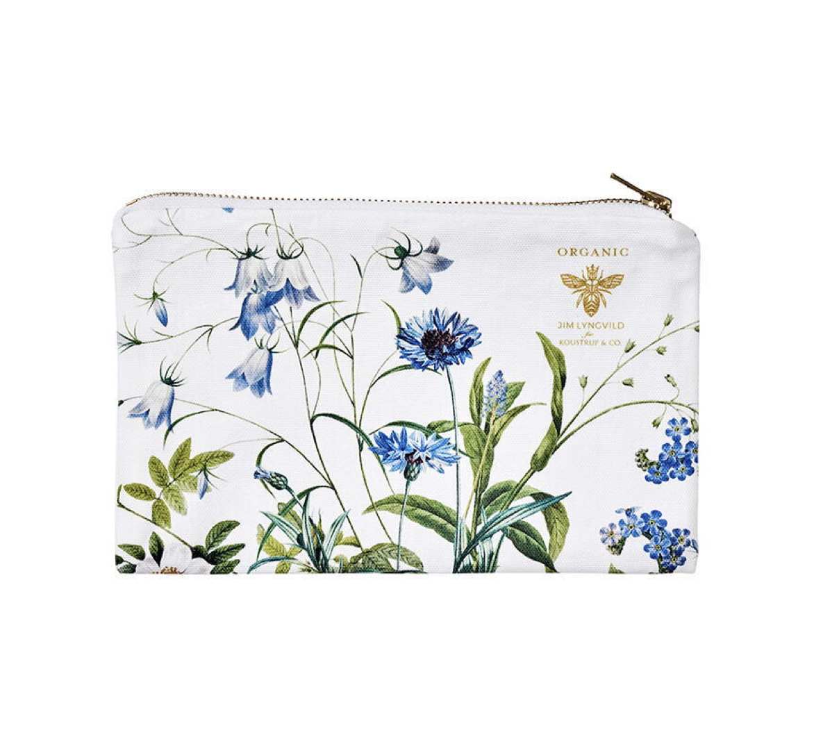 Blue_Flower_Garden_Cosmetic_Bag_flat_KoustrupCo Koustrup & Co BLUE FLOWER GARDEN COSMETIC BAG FLAT Kosmetiktasche, Bio-Baumwoll