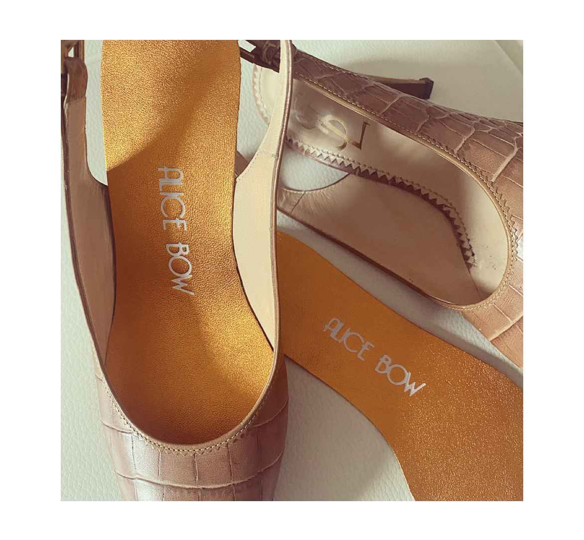 Alice Bow INSOLES for HIGH HEELS & FLATS Leder-Einlegesohlen (Metallic Grapefruit Hoot)