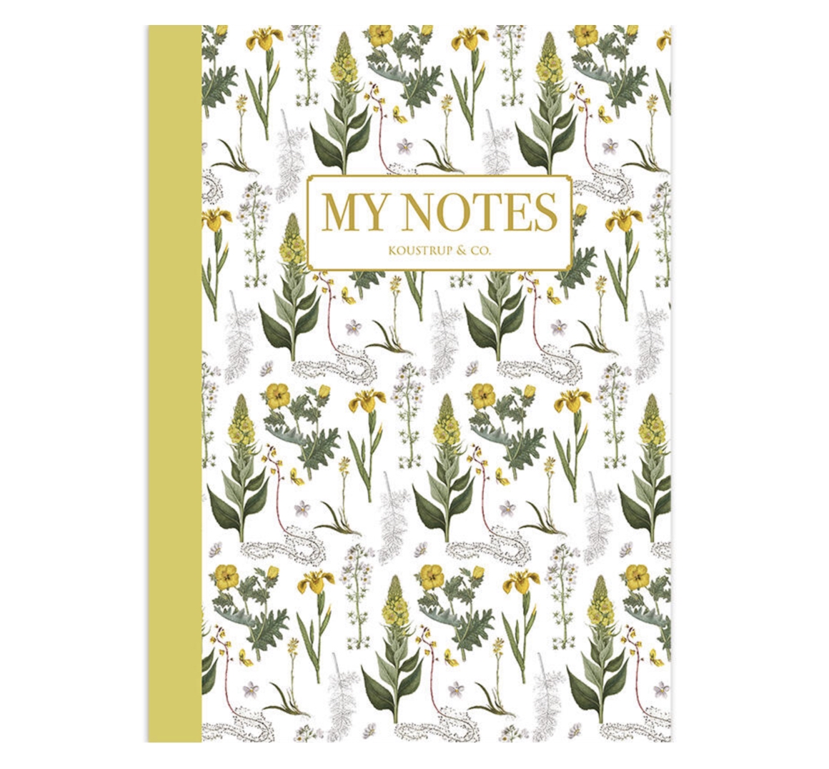 Koustrup & Co YELLOW FLORAL PATTERN NOTEBOOK Notizbuch