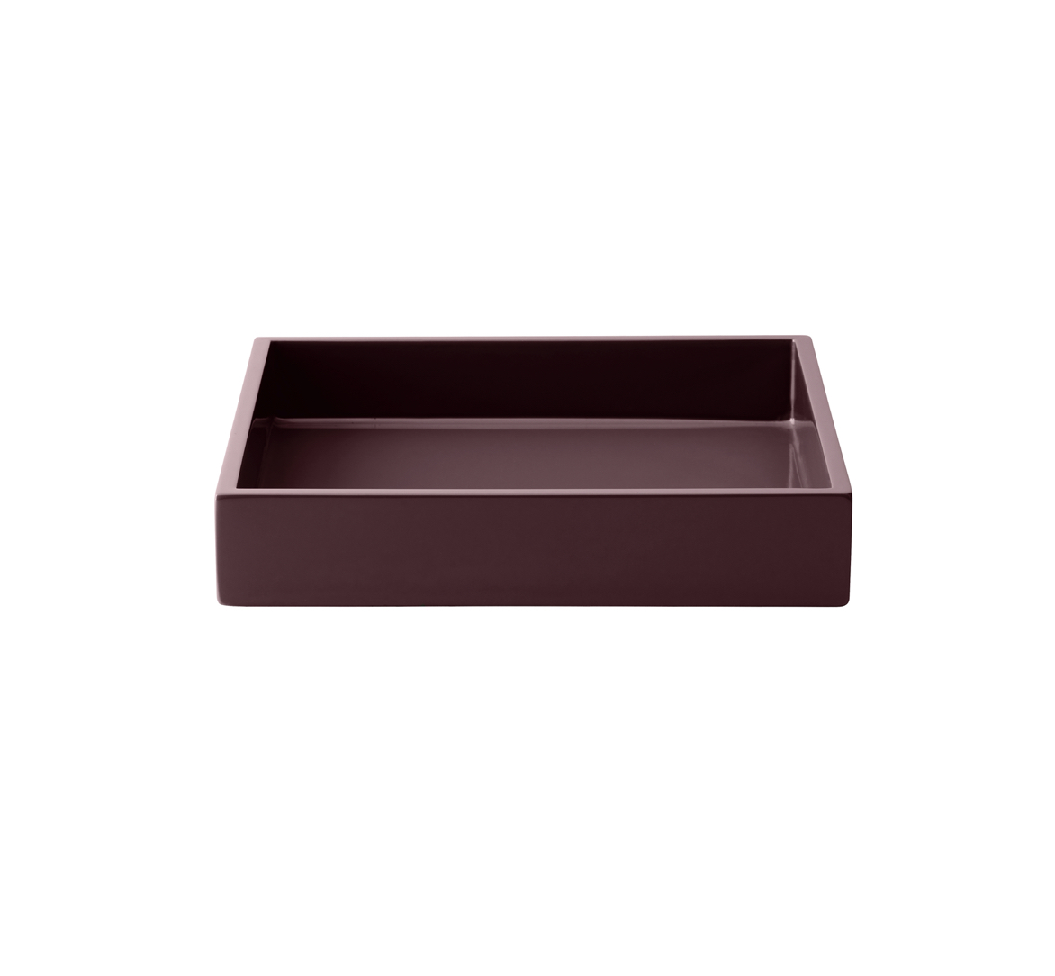 Burgundy_Lux_Tablett_19_19_070166_mojoo mojoo LUX SMALL TRAY Lacktablett, burgundy rechteckig 19 x 19 x 3,5 cm