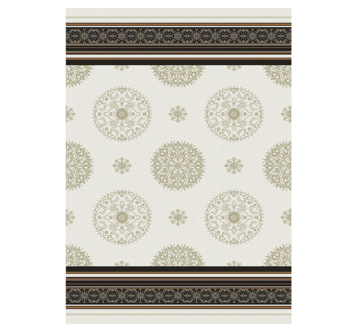 Ju-Lein Geschirrtuch Küchentuch MANDALA Natural Beige Black