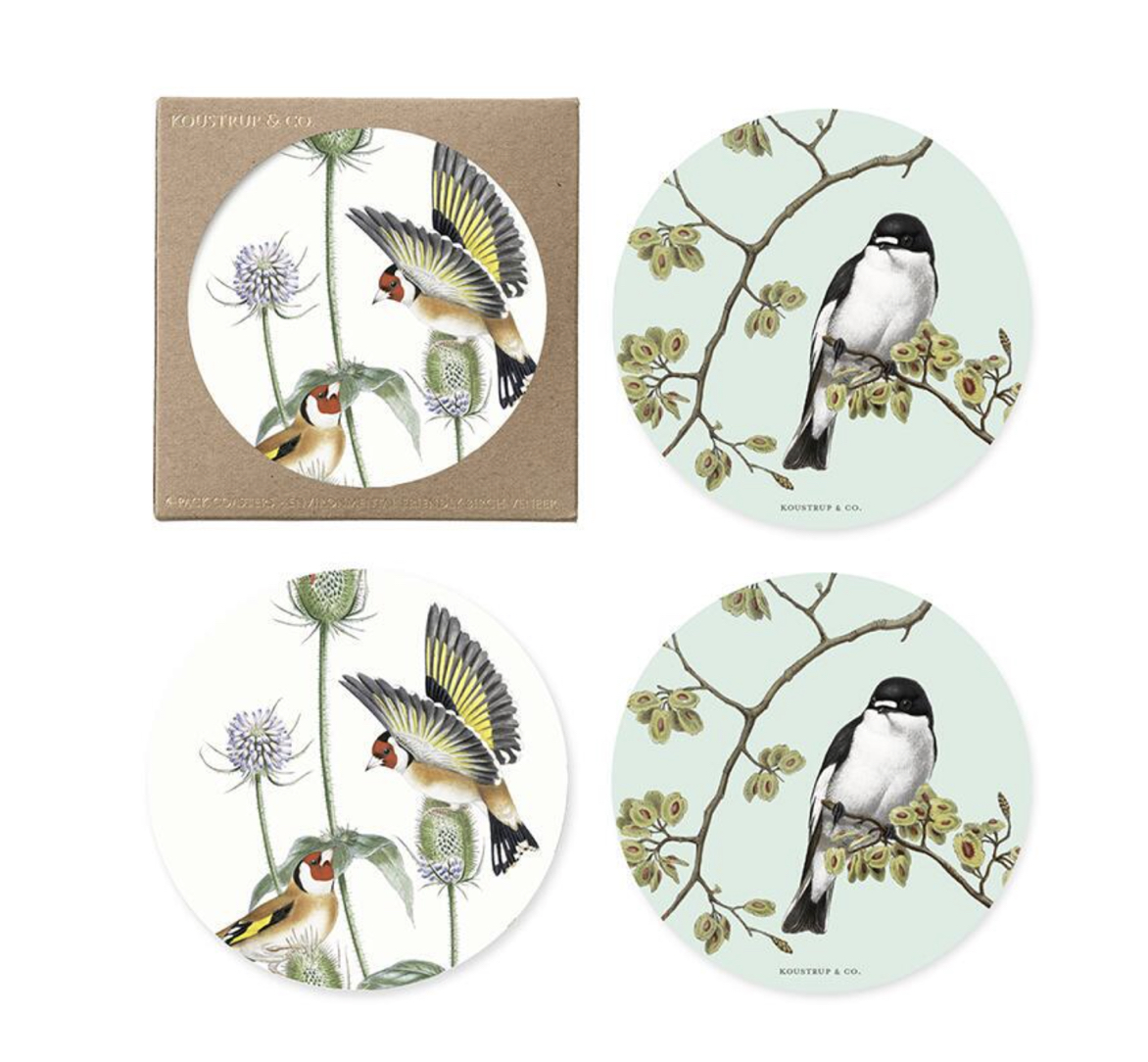 Garden_Birds_Coasters_Untersetzer_KoustrupCo Koustrup & Co GARDEN BIRDS COASTERS Untersetzer, rund Ø 9 cm, 4er Set