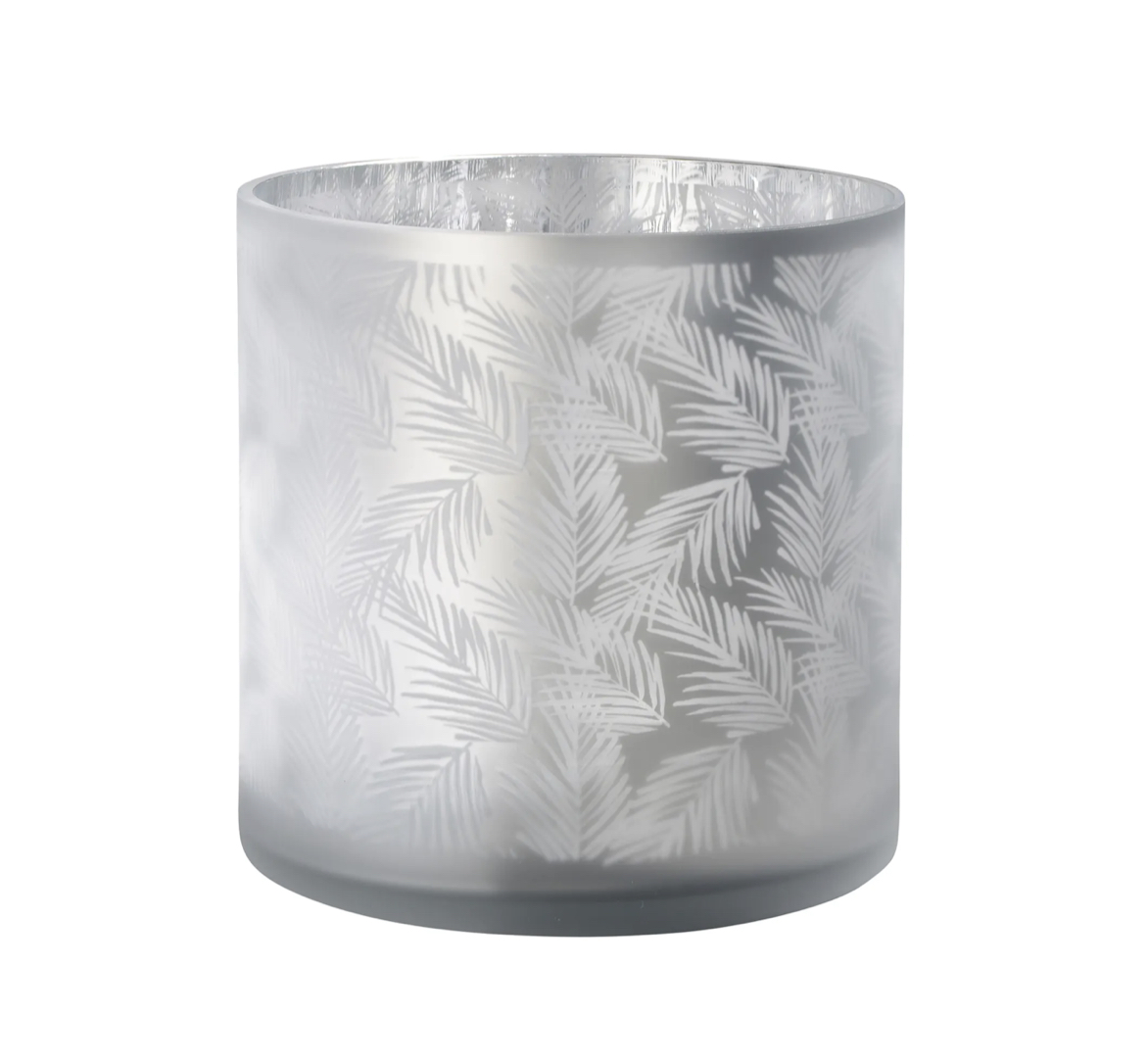 AWHIA_Farn_L_white_silver_Sompex Sompex AWHIA L FERN GLASS LANTERN / VASE Farn Glas-Windlicht / Vase Ø20 x 20 cm weiss/silber