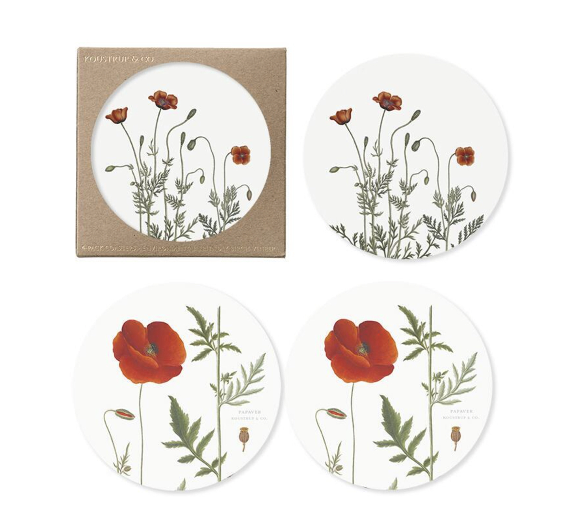 Poppy_Coasters_Untersetzer_KoustrupCo Koustrup & Co POPPY COASTERS Untersetzer, rund Ø 9 cm, 4er Set