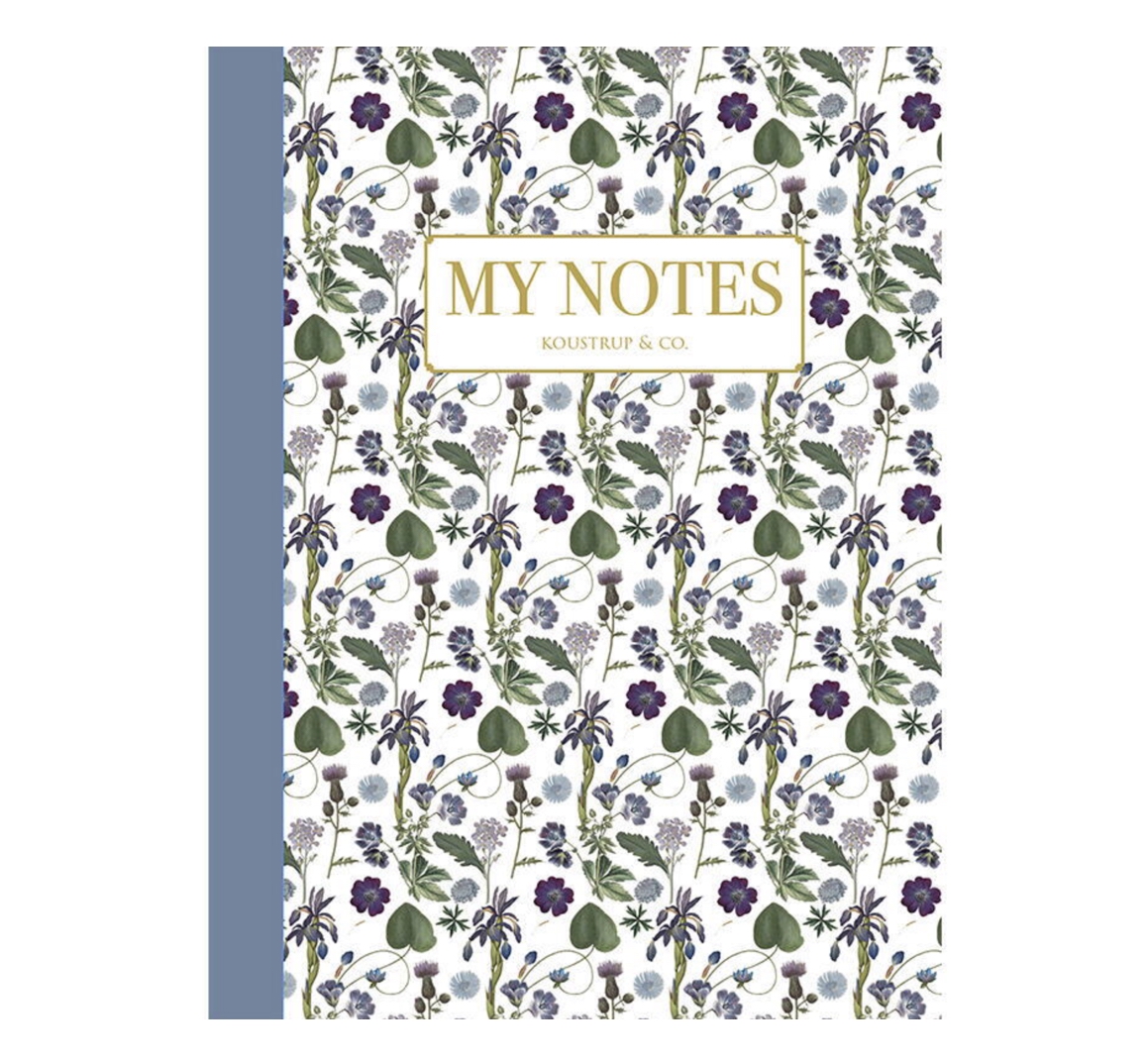 Koustrup & Co BLUE FLORAL PATTERN NOTEBOOK Notizbuch