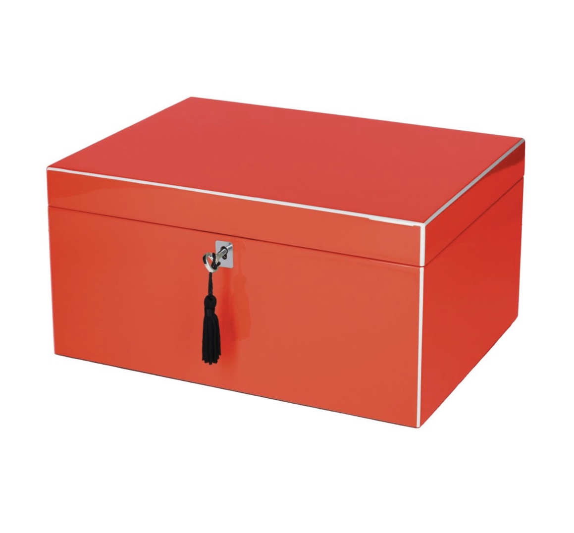 Gift Company TANG CORAL RED JEWELLERY BOX Schmuckkasten mit Schloss & Spiegel (Korallenrot)