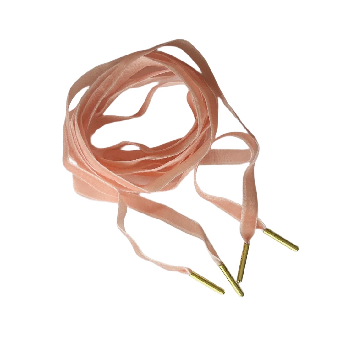 Alice Bow VELVET SHOELACES, Samt-Schnürsenkel, Paar (Pink Blush)
