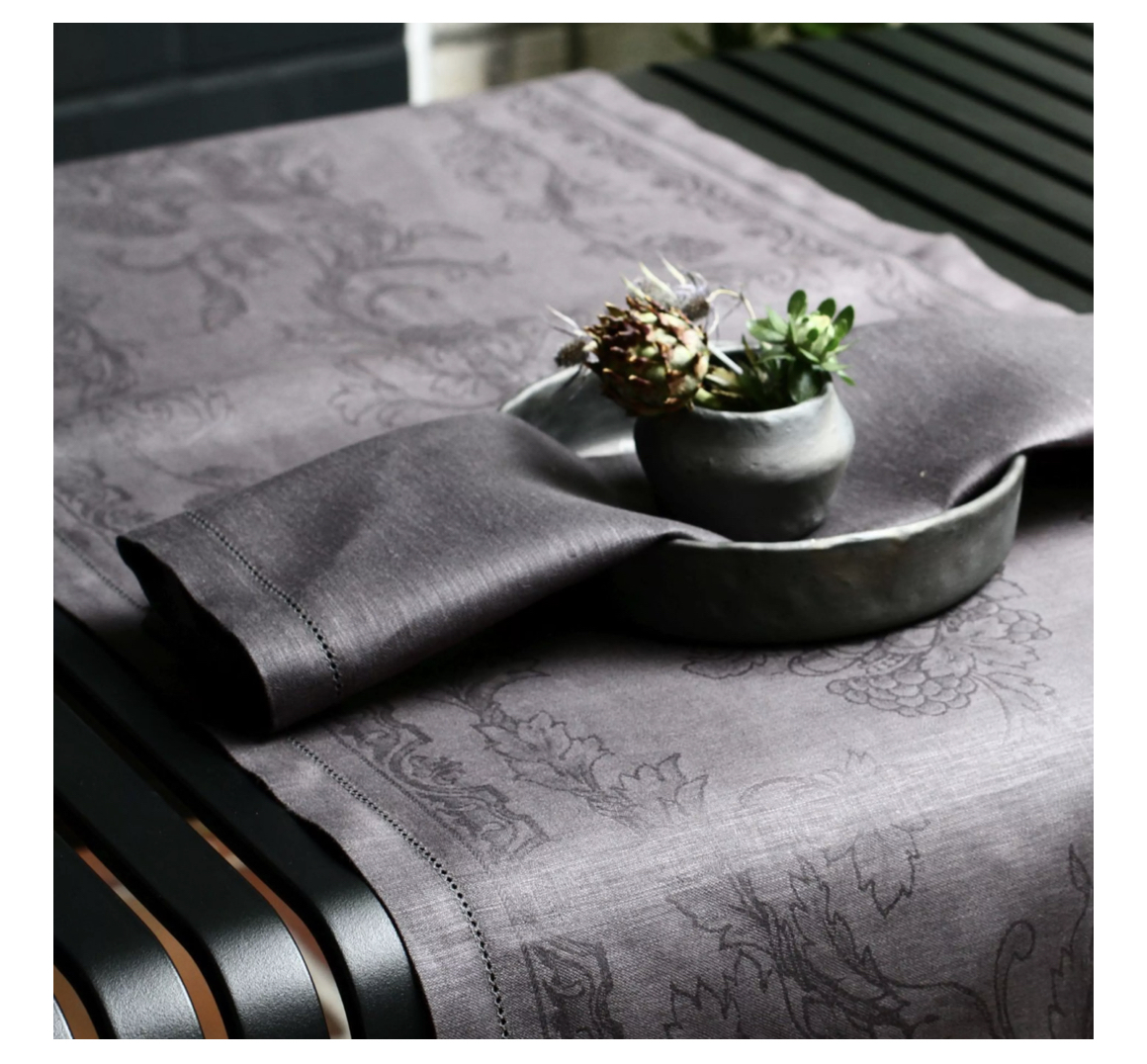 Ju-Lein CHATEAU LINEN TABLE RUNNER Leinen-Jacquard Tischläufer, weiss 150 x 50 cm