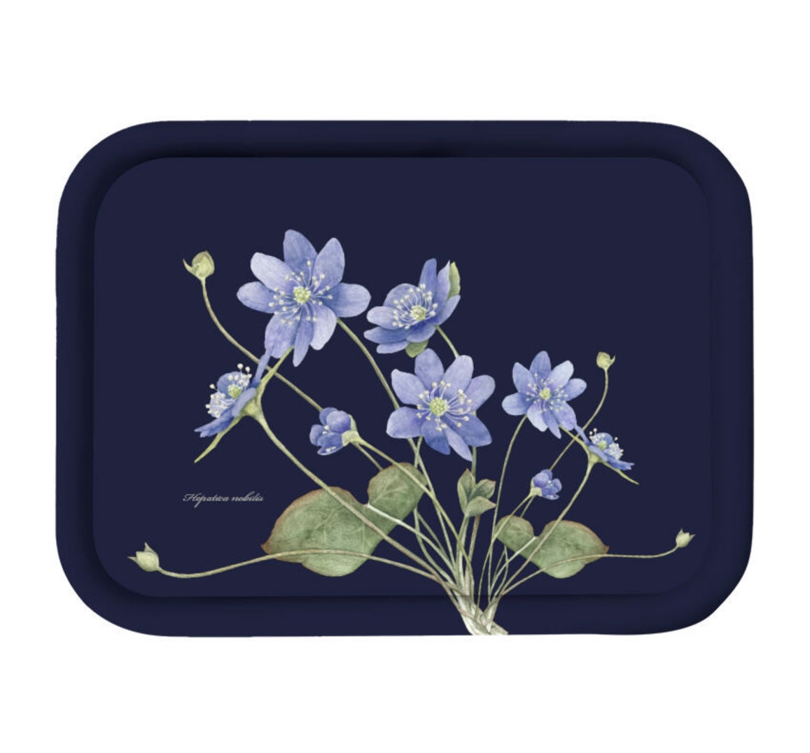 Koustrup & Co BLUE ANEMONE SERVING TRAY Serviertablett, rechteckig (27 x 20 cm)