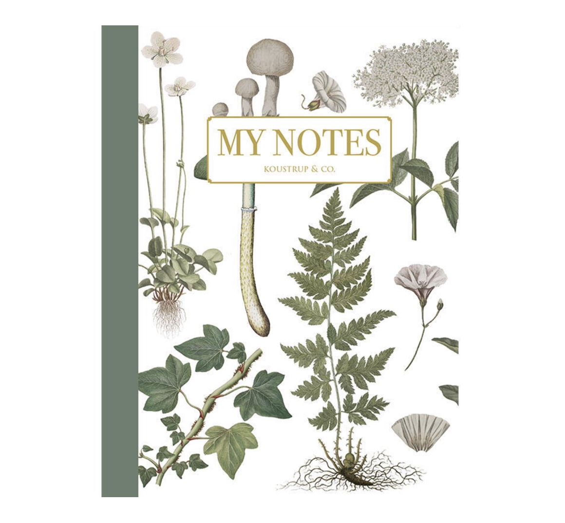 Koustrup & Co GREEN FLORAL NOTEBOOK Notizbuch