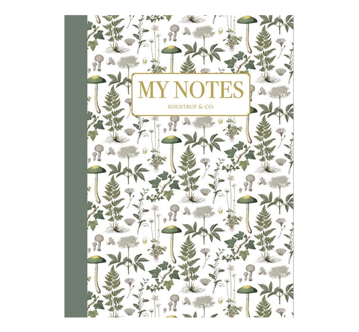 Koustrup & Co GREEN FLORAL PATTERN NOTEBOOK Notizbuch