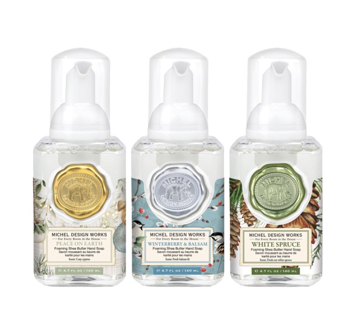 Michel Design Works HAPPY HOLIDAYS MINI FOAMING SOAP SET, Mini-Schaumseifen, 3er Set