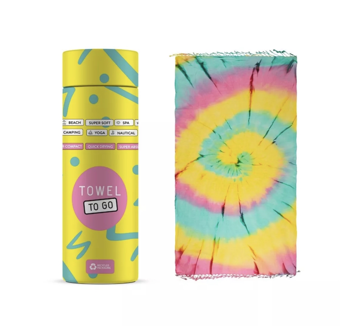 Solar_Tie_Dye_Tuch_Pink_Green_Towel_To_Go Towel To Go SOLAR TIE DYE BEACH TOWEL Strandtuch Geschenkbox pink grün