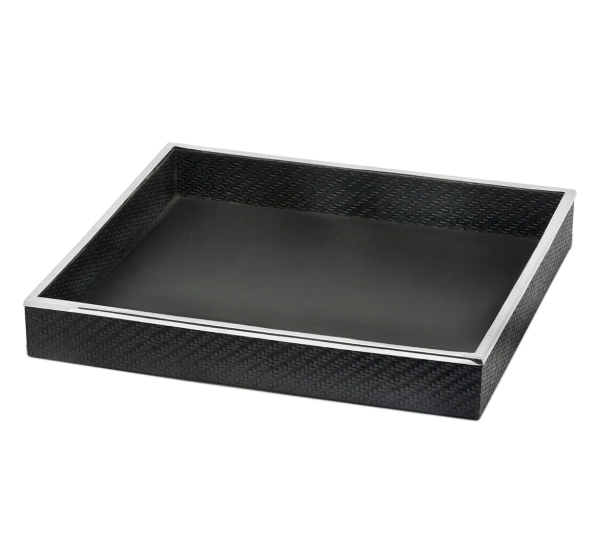 Edzard_Tablett_38x38 Edzard JACKSON TRAY Serviertablett quadratisch stahl mit kunstlederbezug 38 x 38 x 6 cm