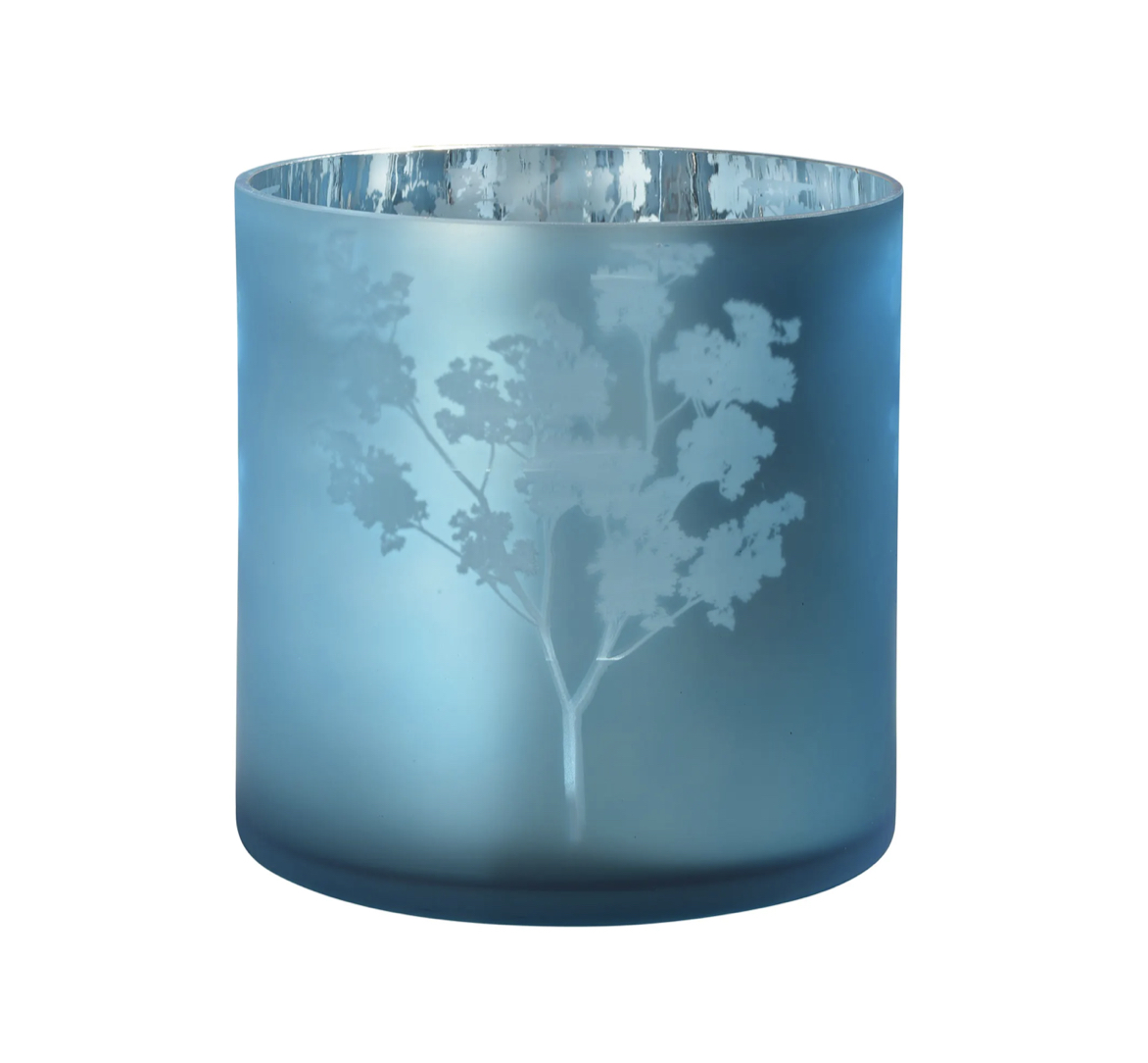 Sompex AWHIA L BLOSSOM GLASS LANTERN / VASE Blüte Glas-Windlicht / Vase Ø20 x 20 cm blau/silber