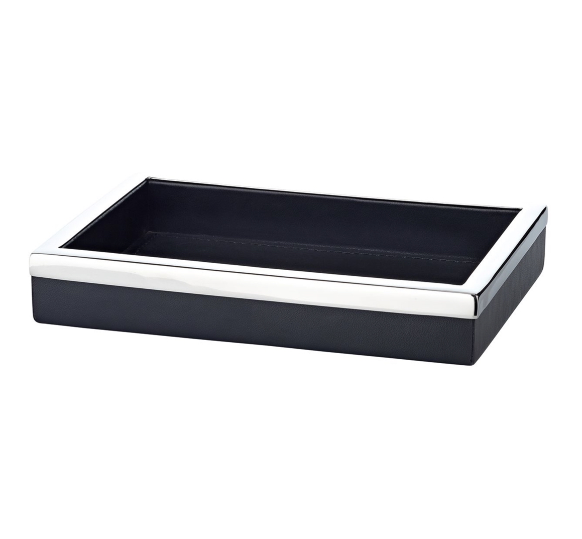 Edzard SCOTT TRAY Tablett Taschenleerer stahl mit kunstlederbezug  20 x 14 cm
