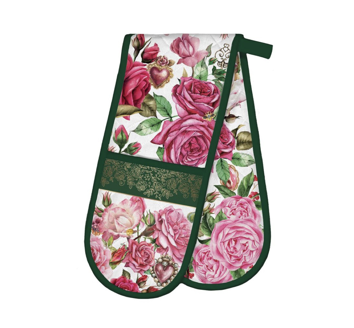 ADOM357_Royal_Rose_Double_Oven_Gloves_MDW Michel Design Works ROYAL ROSE DOUBLE OVEN GLOVE Doppel-Ofenhandschuhe