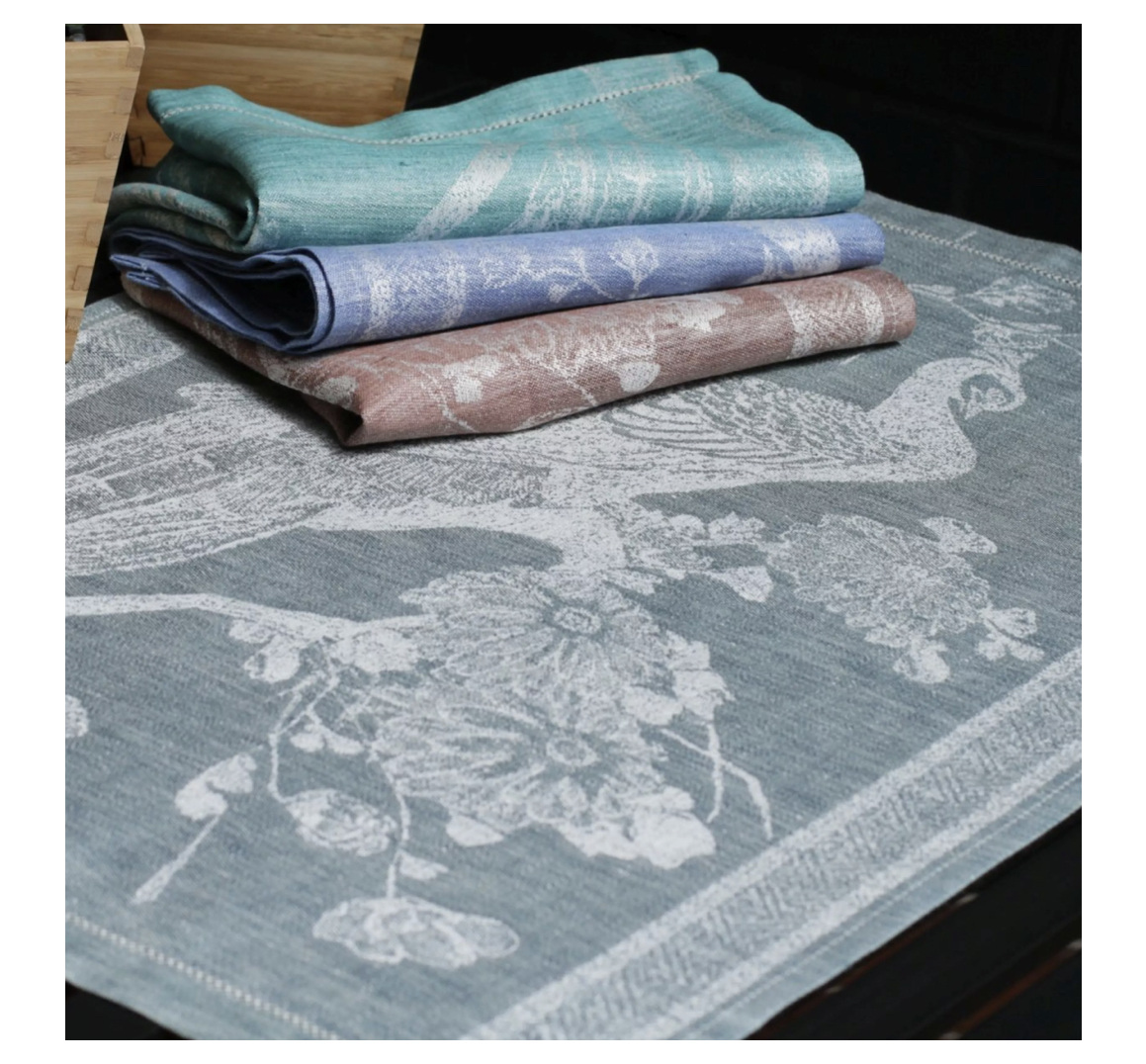 Ju-Lein PEACOCK LINEN KITCHEN TOWEL Leinen-Jacquard Geschirrtuch, Bronze-Brown