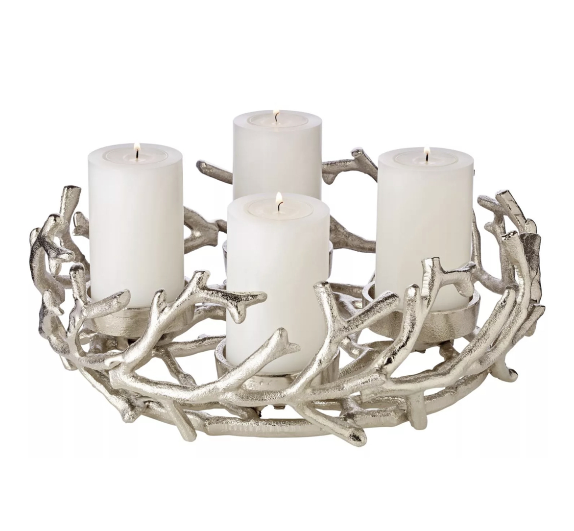 Edzard PORUS ADVENT WREATH Adventskranz rund Edelstahl Durchmesser 32 cm Stumpenkerzen