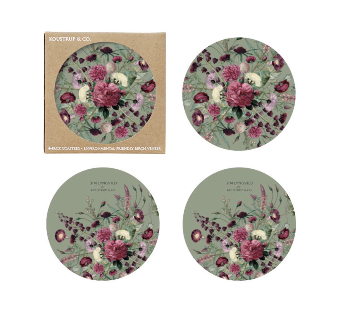 Koustrup & Co BLOSSOM GARDEN COASTERS Untersetzer, rund Ø 9 cm, 4er Set