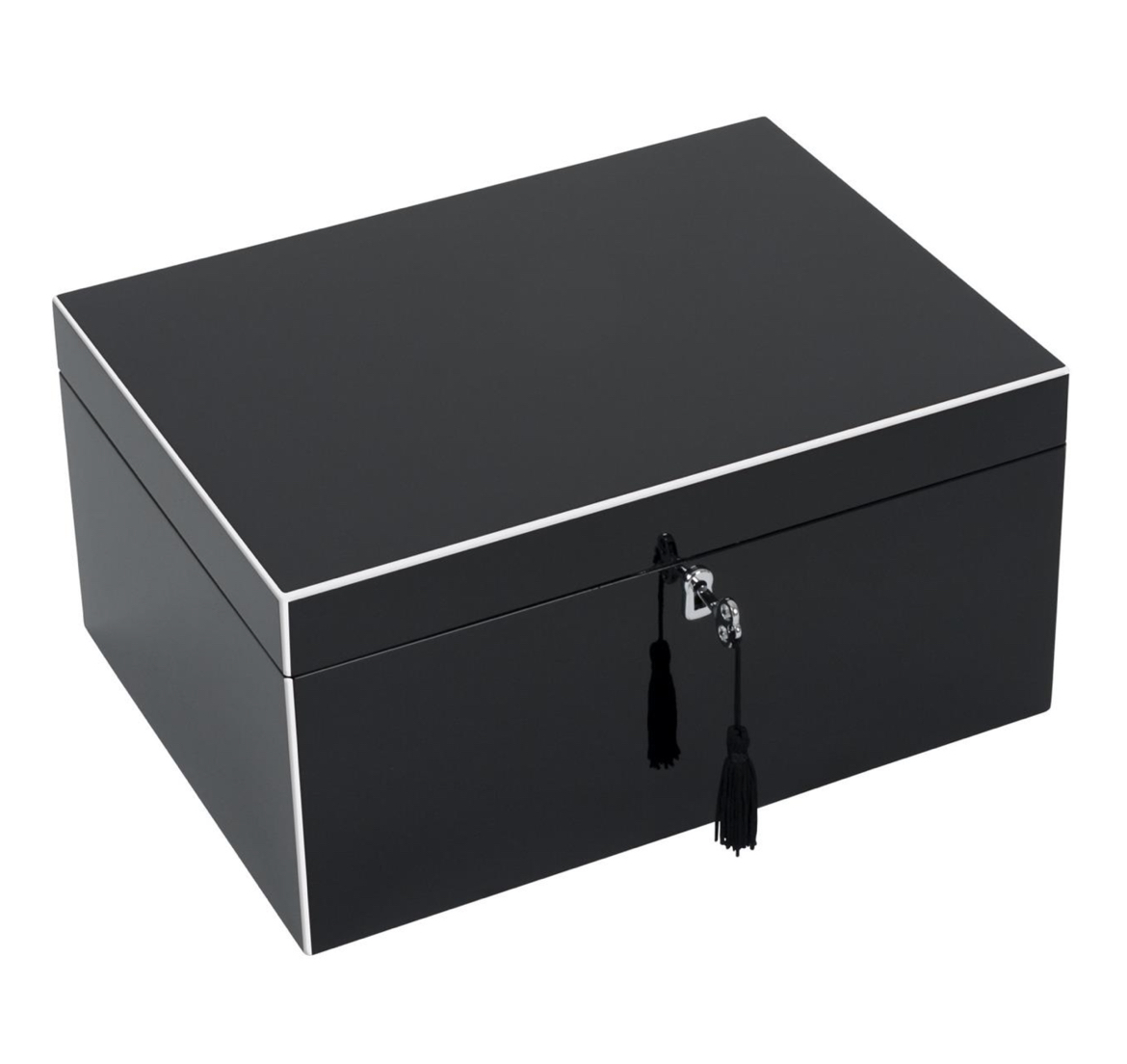 77448_Tang_Schwarz_Schmuckkasten_Schloss_Spiegel_Gift_Company Gift Company TANG Schmuckbox mit Schloss Spiegel Schmuckkasten Schmuckkoffer schwarz