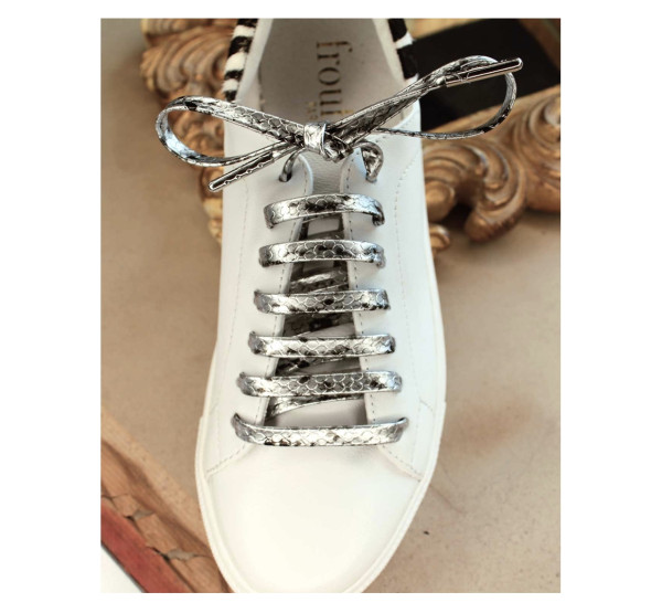 froufrouz PYTHON SHOELACES SILVER, Python-Schnürsenkel, Paar