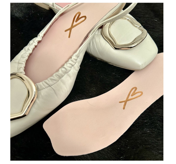 Alice Bow INSOLES for HIGH HEELS & FLATS BRONZE HEART Leder-Einlegesohlen Light Ballet Pink