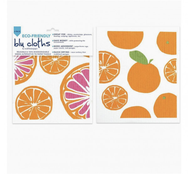 rockflowerpaper BLU-CLOTHS ORANGES Küchenschwämme, 2er Pack