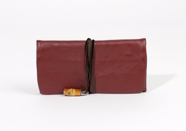 Katrin Leuze LEATHER JEWELLERY POUCH Schmucktasche / Schmuckrolle, Nappaleder, Bordeaux