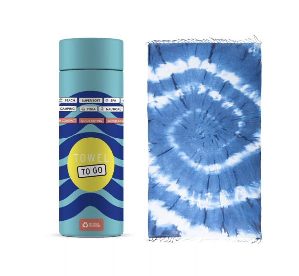 Towel To Go SOLAR TIE DYE BEACH TOWEL Strandtuch Geschenkbox blau weiss