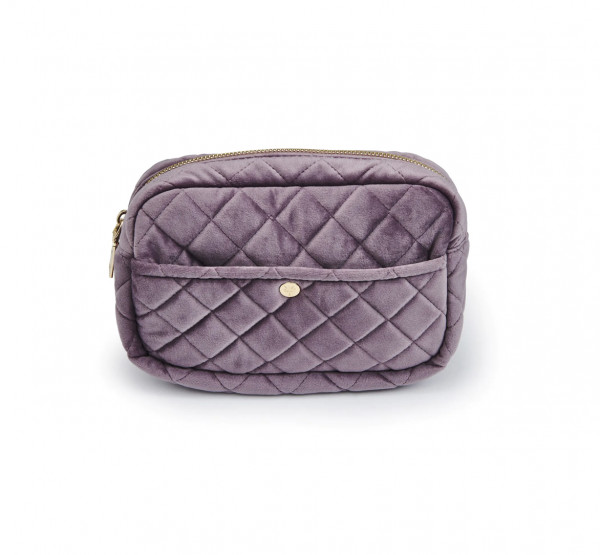 Fan Palm QUILTED VELVET BEAUTY BAG MEDIUM PURPLE Samt-Kulturbeutel