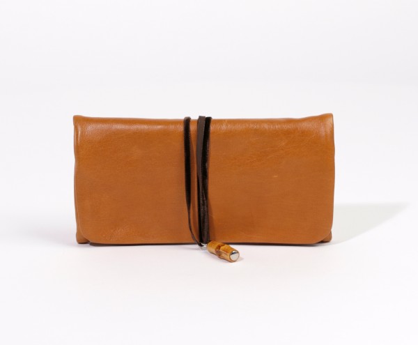 Katrin Leuze LEATHER JEWELLERY POUCH Schmucktasche / Schmuckrolle, Nappaleder, Camel