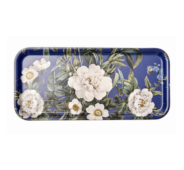 Koustrup & Co BLUE FLOWER GARDEN SERVING TRAY Serviertablett, rechteckig 32 x 15 cm