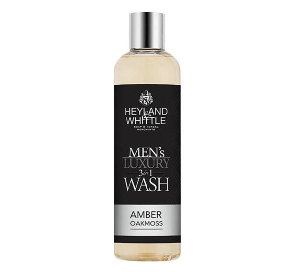 Heyland & Whittle AMBER OAKMOSS MEN'S LUXURY 3in1 WASH Duschgel für Gesicht, Körper & Haare, 300ml