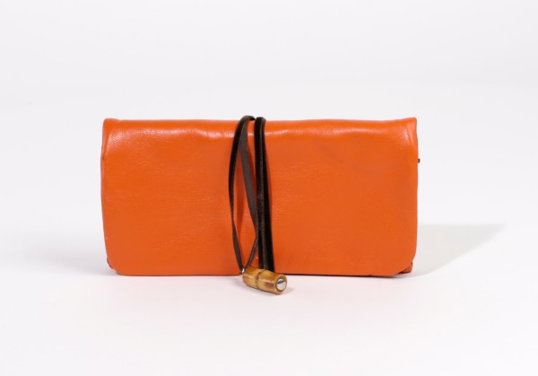 Katrin Leuze LEATHER JEWELLERY POUCH Schmucktasche / Schmuckrolle, Nappaleder, Orange