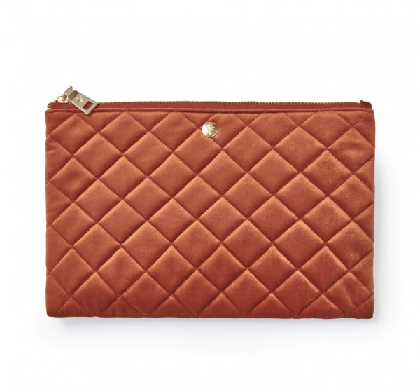 Fan Palm QUILTED VELVET CLUTCH APRICOT Samt-Beutel