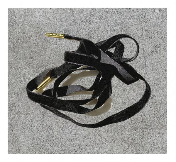 Alice Bow VELVET SHOELACES, Samt-Schnürsenkel, Paar Midnight Black