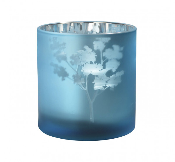 Sompex AWHIA M BLOSSOM GLASS LANTERN / VASE Blüte Glas-Windlicht / Vase Ø15 x 15 cm blau/silber