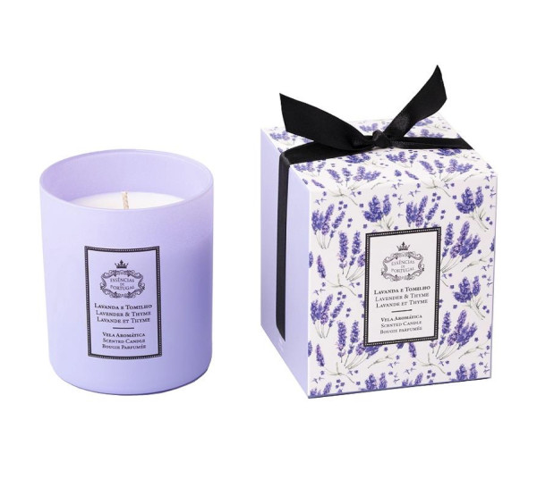 Essências de Portugal LAVENDER & THYME SCENTED CANDLE Duftkerze im Glas 100% veganes Wachs