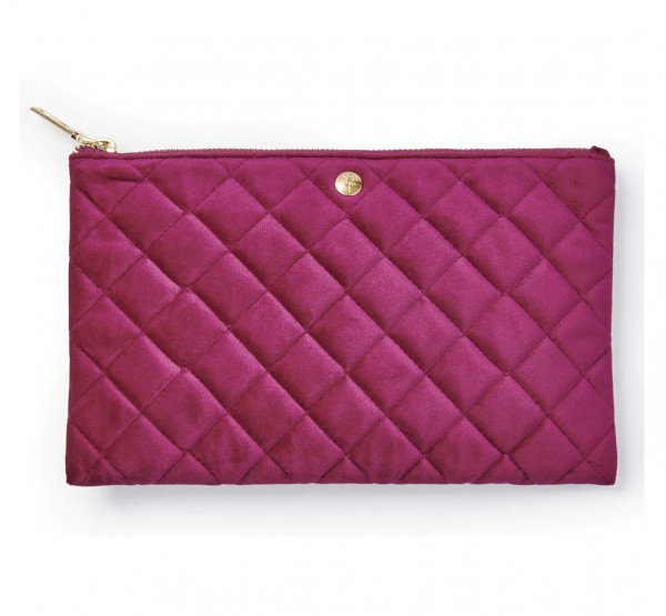 Fan Palm QUILTED VELVET CLUTCH BERRY Samt-Beutel