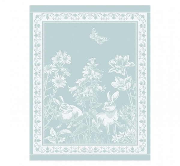 Ju-Lein SPRING BUNNY LINEN KITCHEN TOWEL Osterhase Leinen-Jacquard Geschirrtuch, Baby Blue