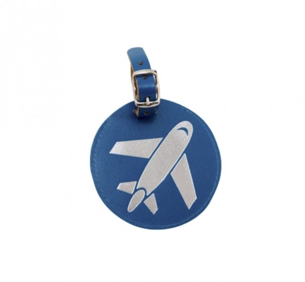 Susaba Flugzeug Leder-Kofferanhänger blau silber