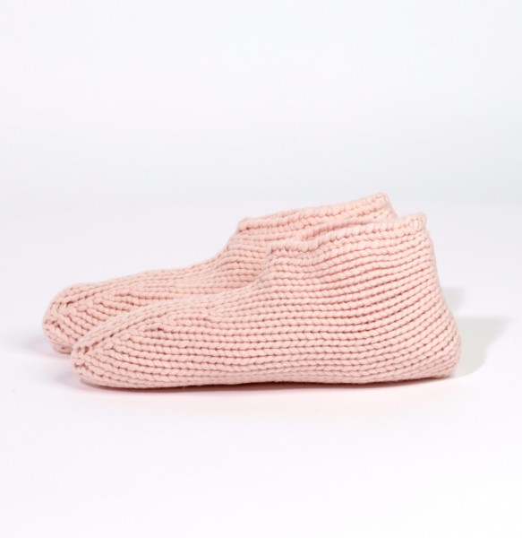 Katrin Leuze Collection KNITTED SHOES Strickschuhe Hausschuhe Cashmere Merinowolle Seide Rosa